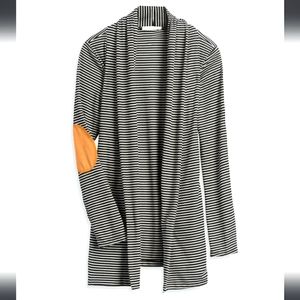 HONEY PUNCHSiran Striped Elbow Patch Open Drape Cardigan